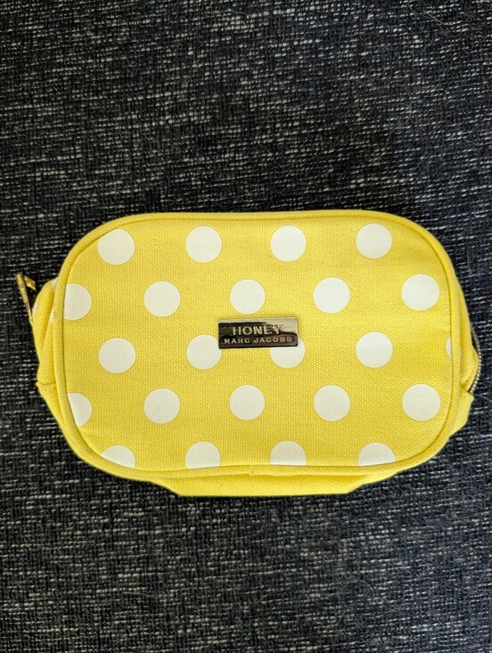 Marc Jacobs Handbags - MARC JACOBS Honey Yellow And White Polka Dot Cosmetic Bag